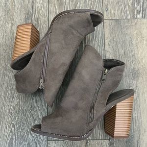 Grey Open Toe Boots